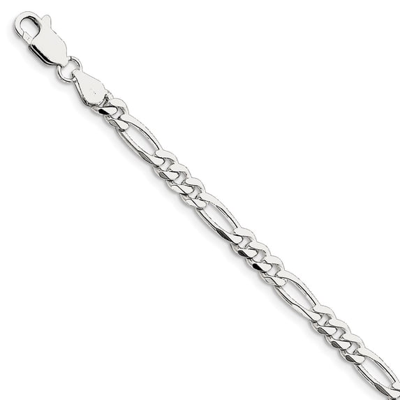 White Sterling Silver bracelet Chain style Figaro 8 in 5.25 mm