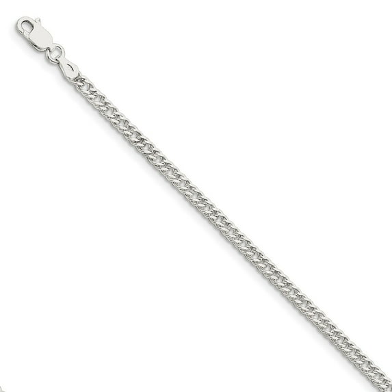 White Sterling Silver bracelet Chain style Open Link 7 in 3.3 mm