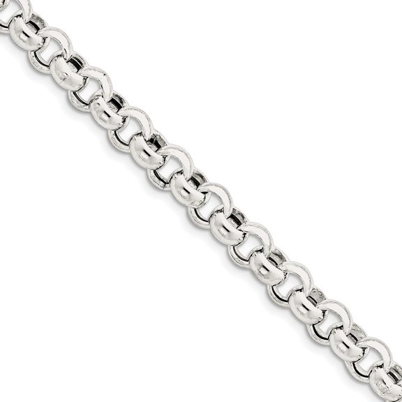 White Sterling Silver bracelet Chain style Rolo 7.5 in 9.5 mm
