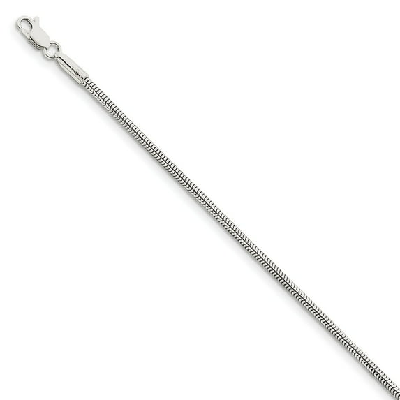 White Sterling Silver bracelet Chain style Snake 8 in 2 mm