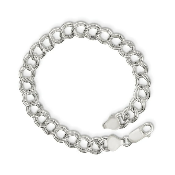 White Sterling Silver bracelet Charm 6 in 7.75 mm 6inch Polished