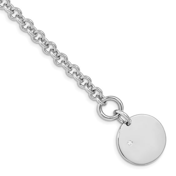 White Sterling Silver bracelet Diamonds Fancy Diamond 7.5 in 6 mm