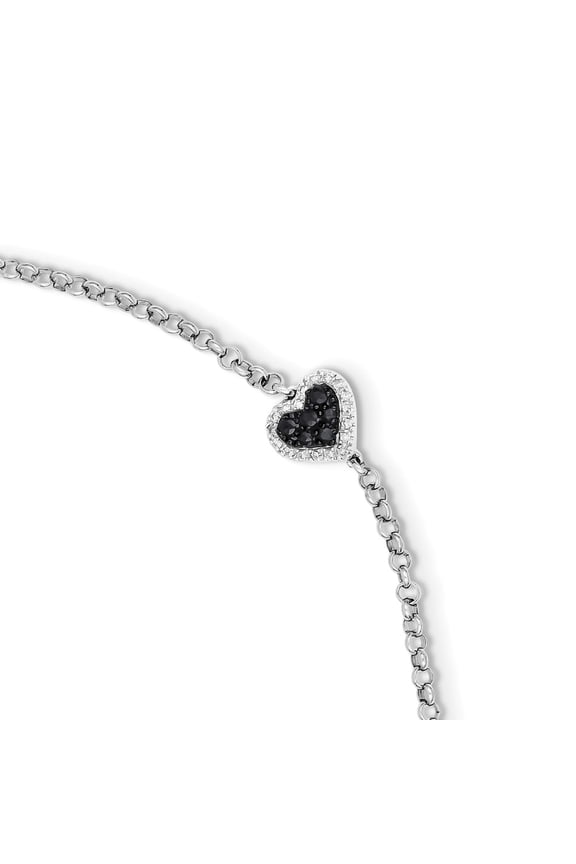 White Sterling Silver bracelet Gemstones Sapphire Blue Diamond 7 in 9 mm 2