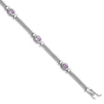 thumbnail image 1 of White Sterling Silver bracelet Gemstones Textured Amethyst Purple 7 in mm, 1 of 3