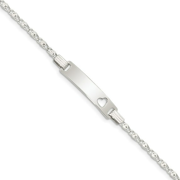 White Sterling Silver bracelet ID 6 in mm Baby with Cut-out Heart