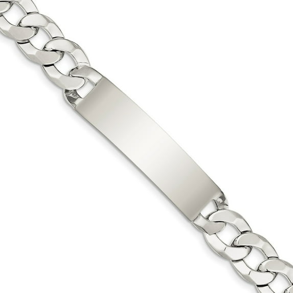 White Sterling Silver bracelet ID 7.5 in 12.5 mm
