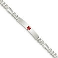 thumbnail image 1 of White Sterling Silver bracelet Medical Anchor Red 7.5 in 6 mm, 1 of 3