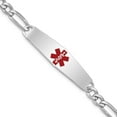 thumbnail image 1 of White Sterling Silver bracelet Medical Figaro Red 7 in 5 mm, 1 of 3