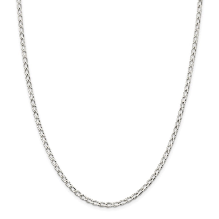 White Sterling Silver bracelet Open Link chain 20 in 3.2 mm
