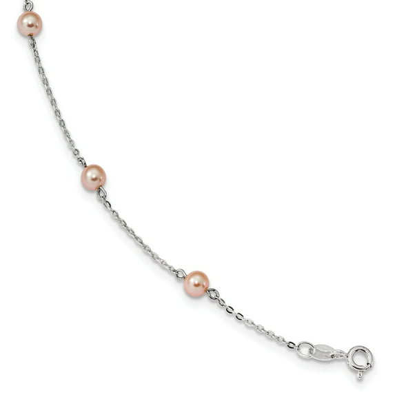 White Sterling Silver bracelet Pearl Freshwater 5 in 1 mm