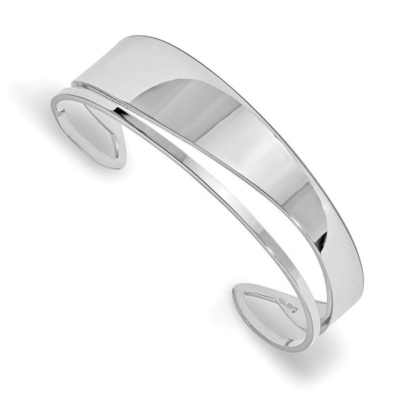 White Sterling Silver bracelet Polished Fancy Cuff Bangle