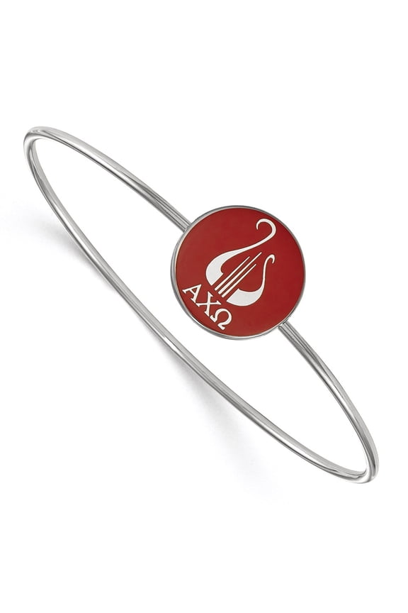 White Sterling Silver bracelet Red Green Greek Alpha Chi Omega 7 in 19 mm 2