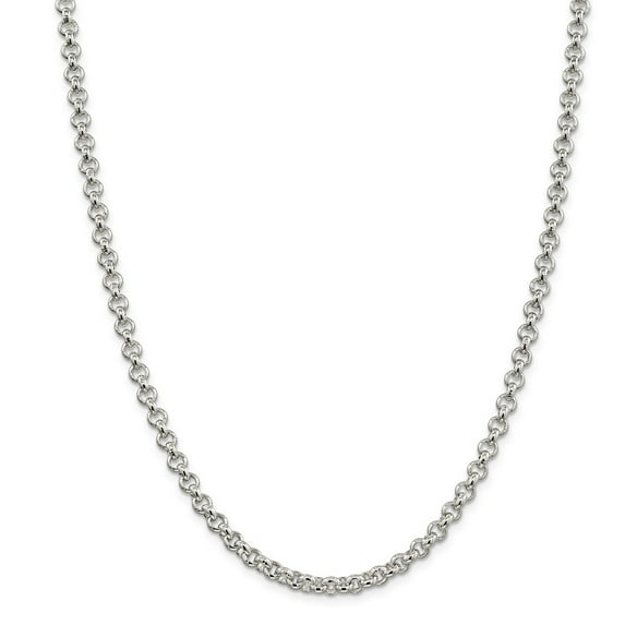 White Sterling Silver bracelet Rolo chain 18 in 5 mm