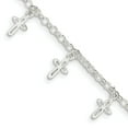 thumbnail image 1 of White Sterling Silver bracelet Themed 6 in 7 mm 3 Cross Charm Child's, 1 of 2