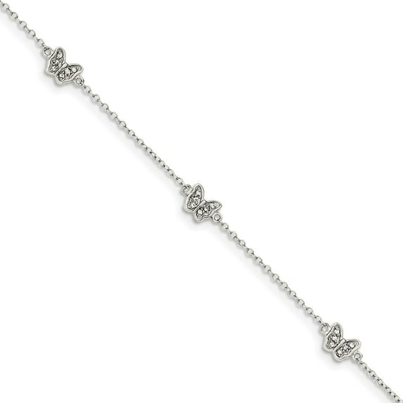 White Sterling Silver bracelet Themed Cubic Zirconia CZ 6 in