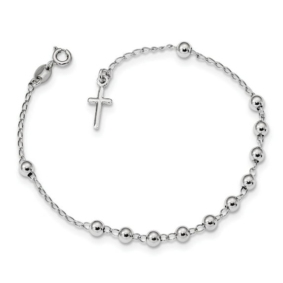 White Sterling Silver bracelet Themed Curb 7 in 1 mm