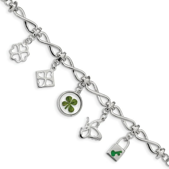 White Sterling Silver bracelet Themed Fancy Green 6 in 6.1 mm