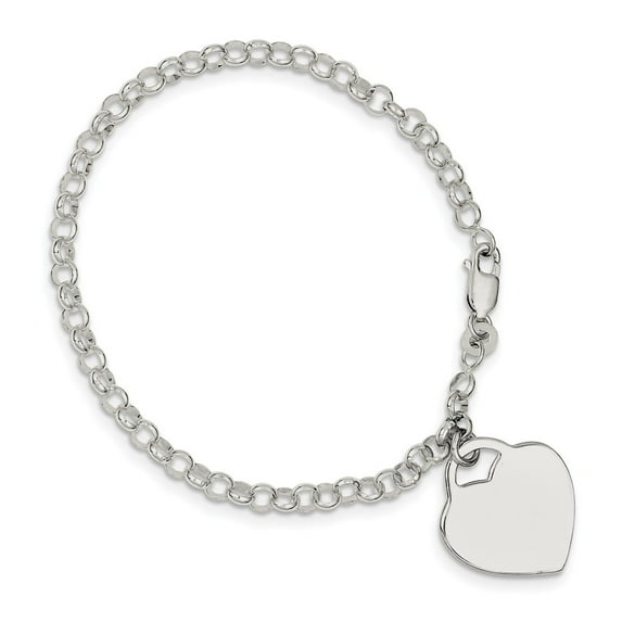 White Sterling Silver bracelet with Stations Flat Back 7.25 in 17 mm 4