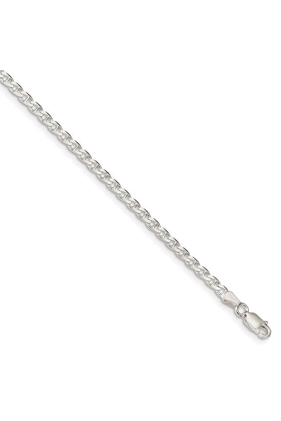 White Sterling Silver chain Anchor 7 in 3.15 mm 3.15mm Flat