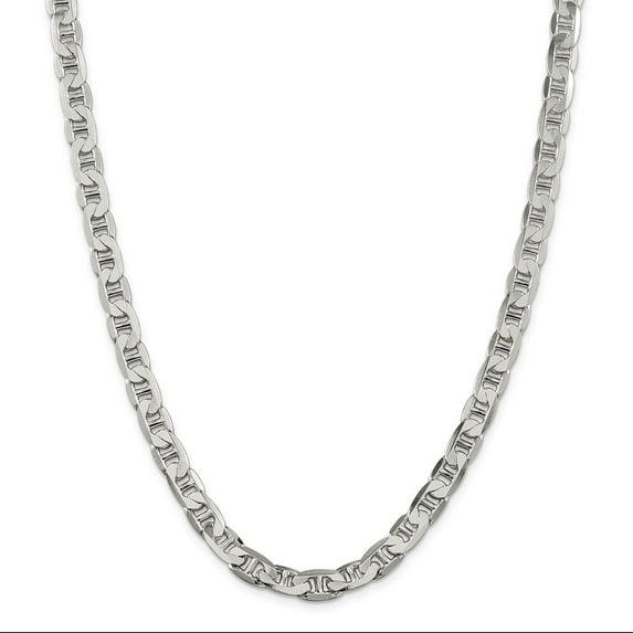 White Sterling Silver chain Anchor Men's 18 in 7 mm
