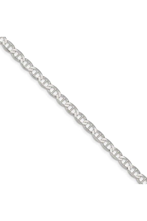White Sterling Silver chain Anchor Men's Flat 8 in 5.7 mm