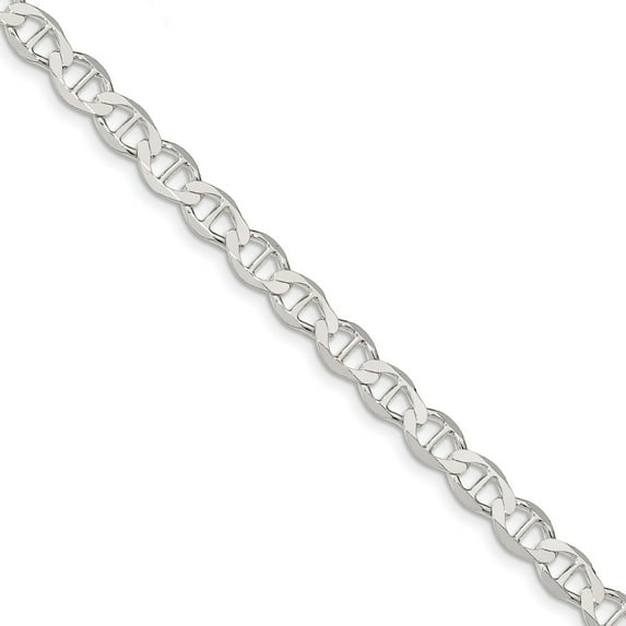 White Sterling Silver chain Anchor Men's Flat 9 in 7.1 mm