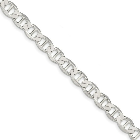 White Sterling Silver chain Anchor Men's Flat 9 in 8.9 mm