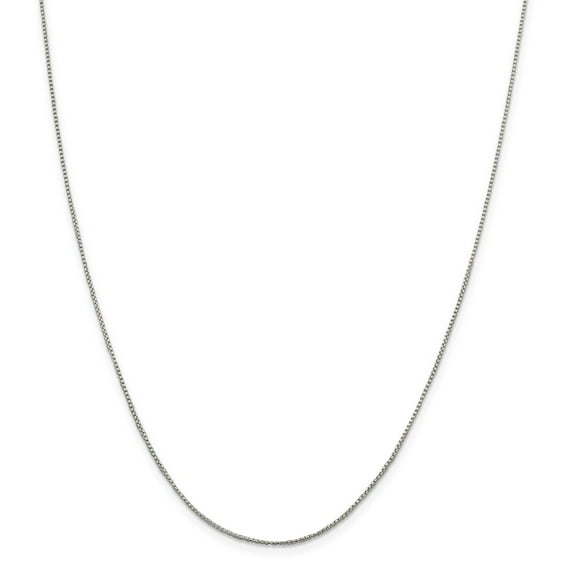 White Sterling Silver chain Box 30 in 1 mm 1mm Round