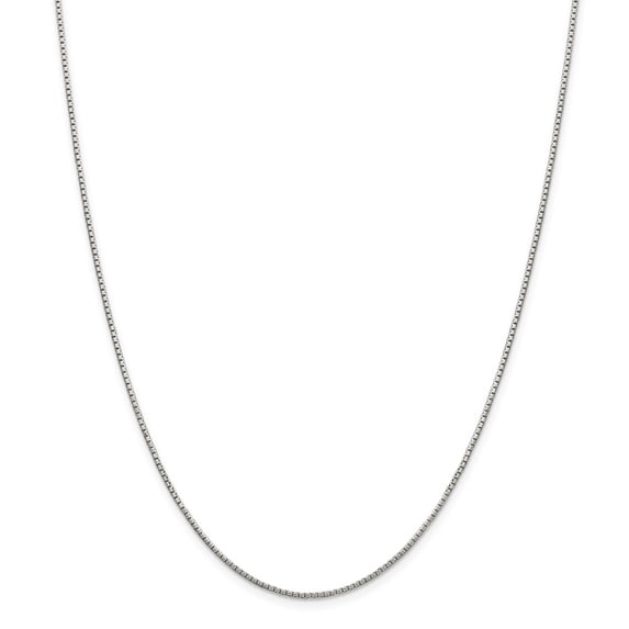White Sterling Silver chain Box Diamond-cut 18 in 1.35 mm