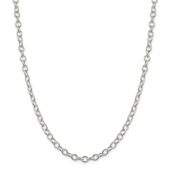 White Sterling Silver chain Cable 16 in 5.3 mm 5.3mm Oval