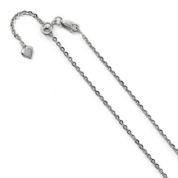 White Sterling Silver chain Cable 22 in 2 mm Adjustable
