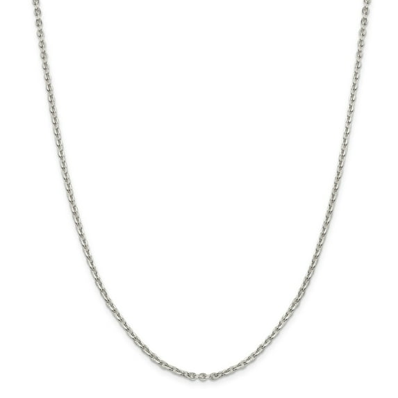White Sterling Silver chain Cable Flat 24 in 2.75 mm