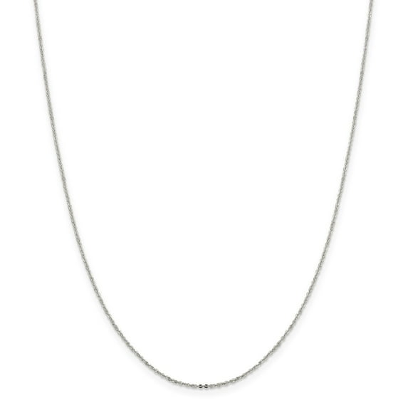 White Sterling Silver chain Cable Flat 30 in 1.15 mm