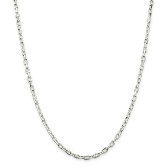 White Sterling Silver chain Cable Open Link Diamond-cut 24 in 3.5 mm