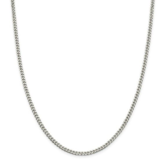 White Sterling Silver chain Curb 18 in 3.15 mm Polished 3.15mm