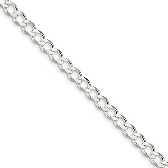 White Sterling Silver chain Curb 8 in 6.4 mm 6.4mm Polished Flat