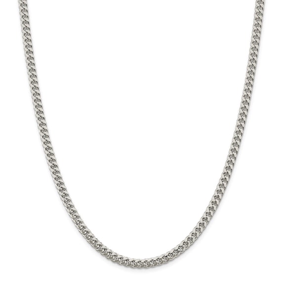 White Sterling Silver chain Curb Domed 24 in 5 mm 5mm