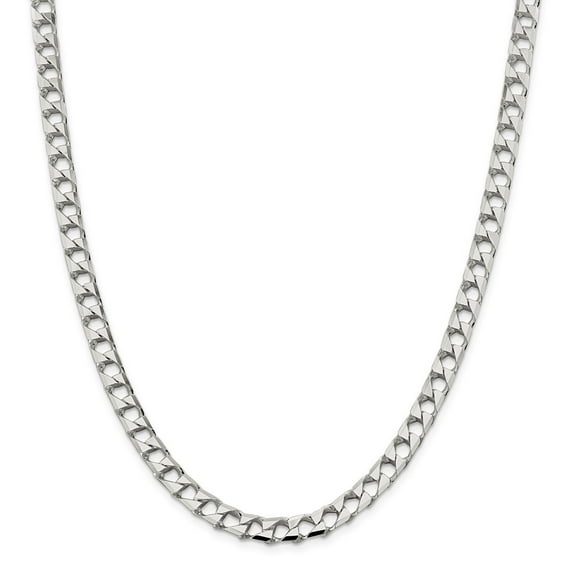 White Sterling Silver chain Curb Men's 22 in 6.75 mm