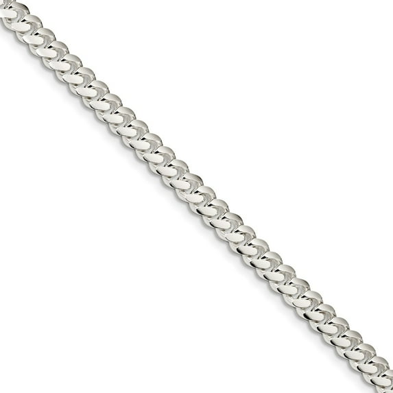 White Sterling Silver chain Curb Men's 8 in 6.4 mm
