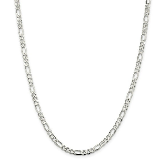 White Sterling Silver chain Figaro 16 in 4.5 mm 4.5mm
