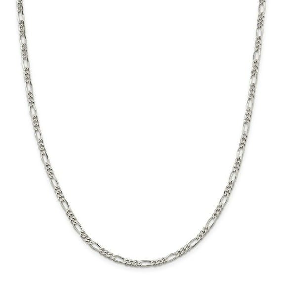 White Sterling Silver chain Figaro 18 in 3.5 mm 3.5mm