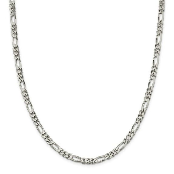 White Sterling Silver chain Figaro 30 in 5.5 mm 5.5mm