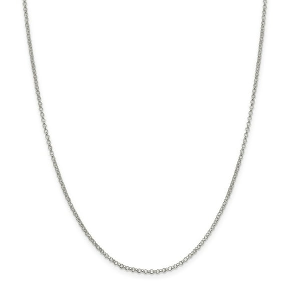 White Sterling Silver chain Rolo 24 in 2 mm 2mm
