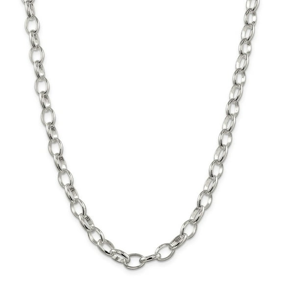 White Sterling Silver chain Rolo 24 in 8 mm 8mm