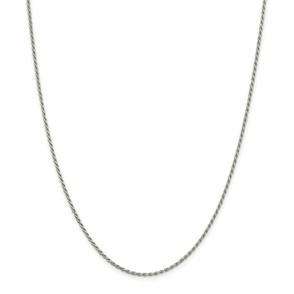 White Sterling Silver chain Rope Diamond-cut 16 in 1.7 mm