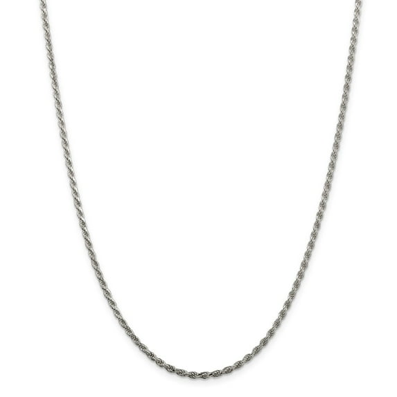 White Sterling Silver chain Rope Diamond-cut 18 in 2.25 mm