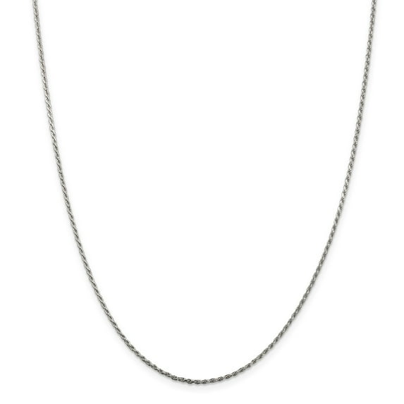 White Sterling Silver chain Rope Diamond-cut 24 in 1.5 mm