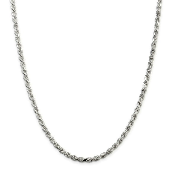 White Sterling Silver chain Rope Diamond-cut 26 in 4.25 mm