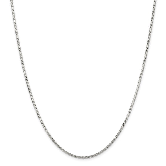 White Sterling Silver chain Rope Flat 16 in 2.25 mm