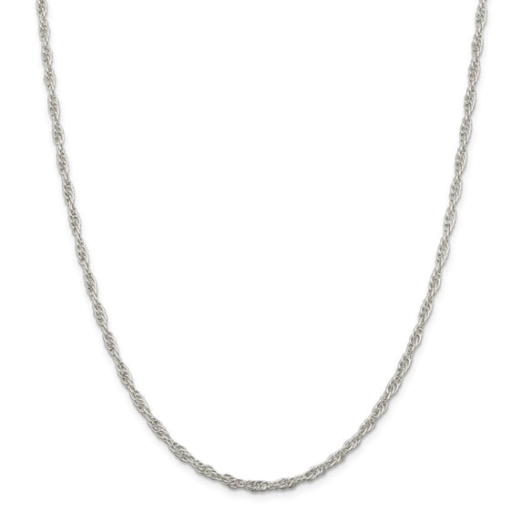 White Sterling Silver chain Rope Pendant 16 in 2.75 mm
